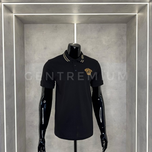 Versace Polo Yaka Siyah T-shirt